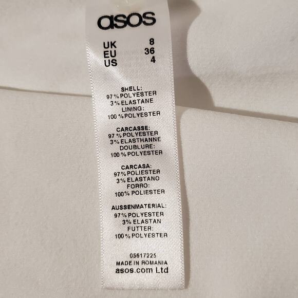 ASOS Button Up Babydoll A Line Flare White Smock Sundress Womens Size 4 Cottage - Picture 9 of 10